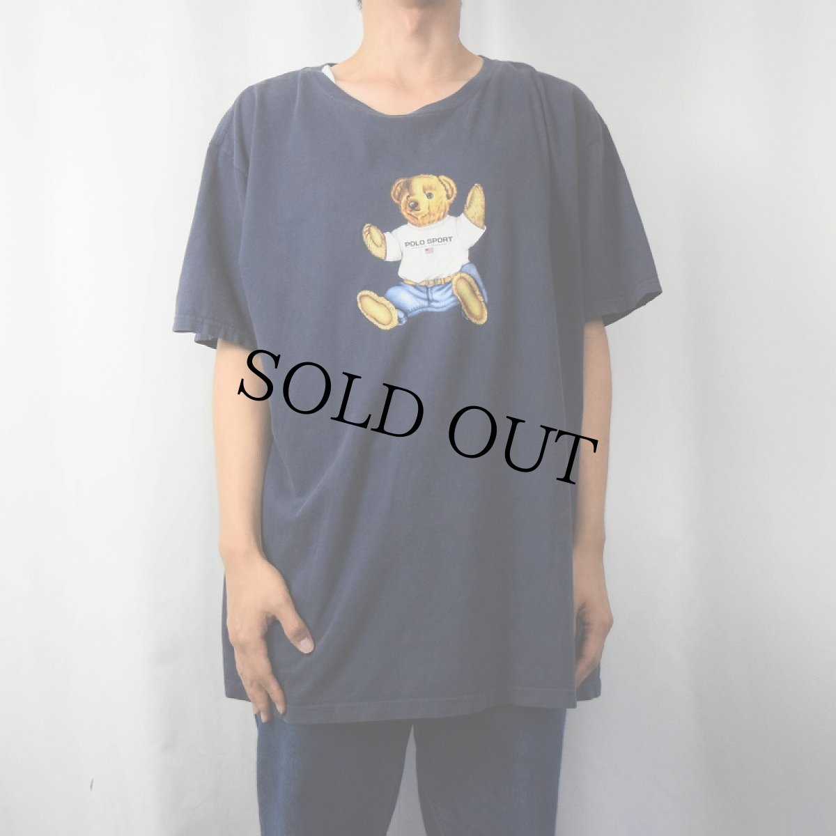 画像2: 90's POLO SPORT Ralph Lauren ポロベアプリントTシャツ NAVY XL (2)