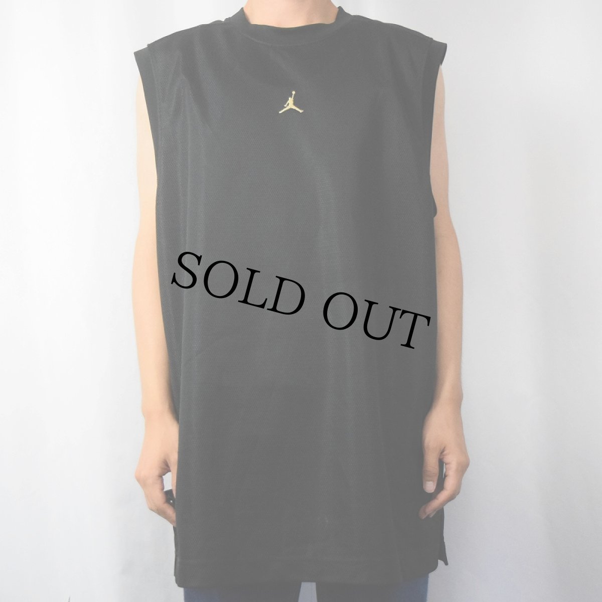 画像2: 2000's AIR JORDAN ロゴ刺繍 メッシュタンクトップ BLACK XL (2)