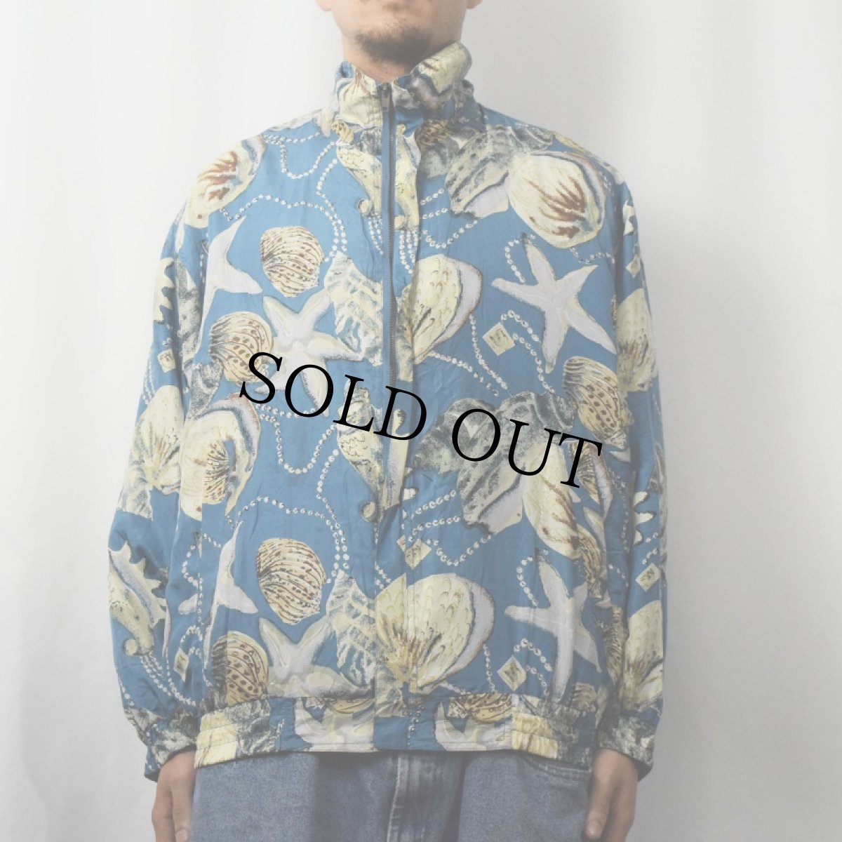 画像2: 【SALE】 FUDA マリン柄 シルクジップジャケット L (2)