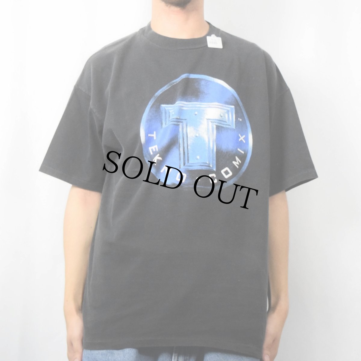 画像2: 90's TEKNO COMIX 出版社 ロゴプリントTシャツ BLACK XL (2)