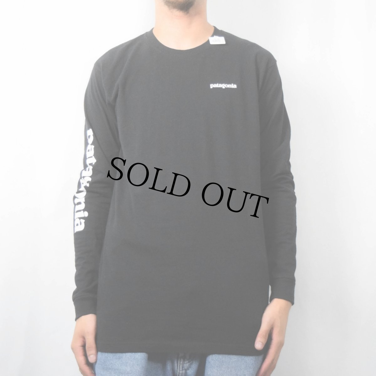 画像2: 2018AW patagonia ロゴプリントロンT BLACK M (2)