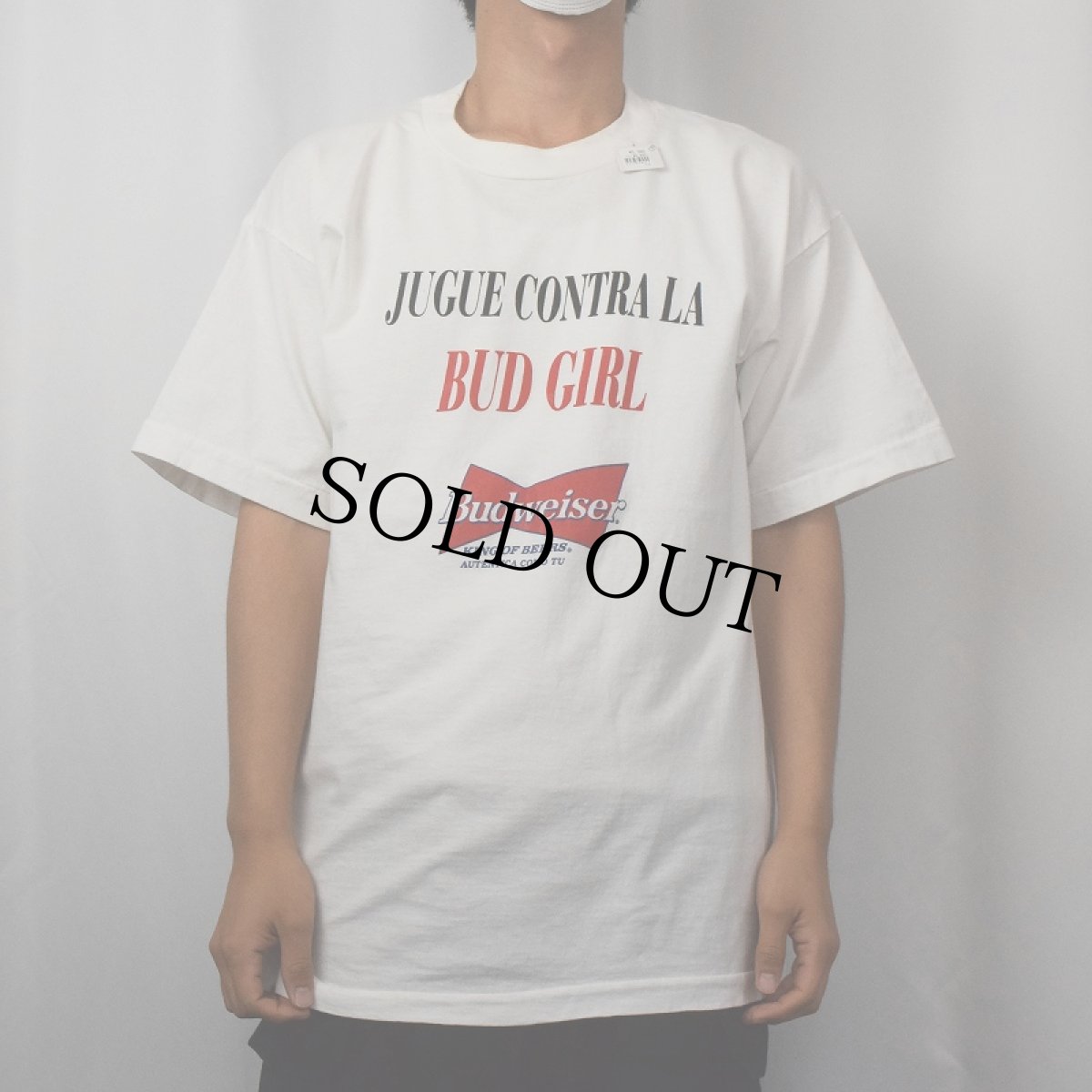 画像3: 90's Budweiser "JUGUE CONTRA LA BUD GIRL" ビールメーカープリントTシャツ XL (3)