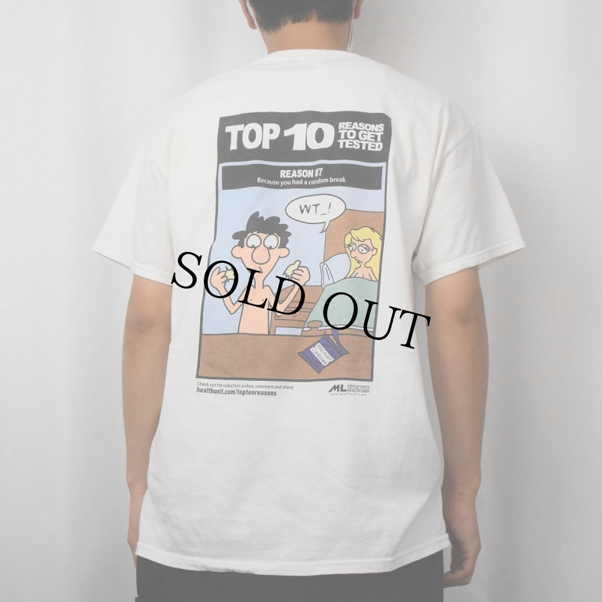 画像4: "TOP10 REASONS TO GET TESTED" シュールイラスト エロプリントTシャツ L (4)