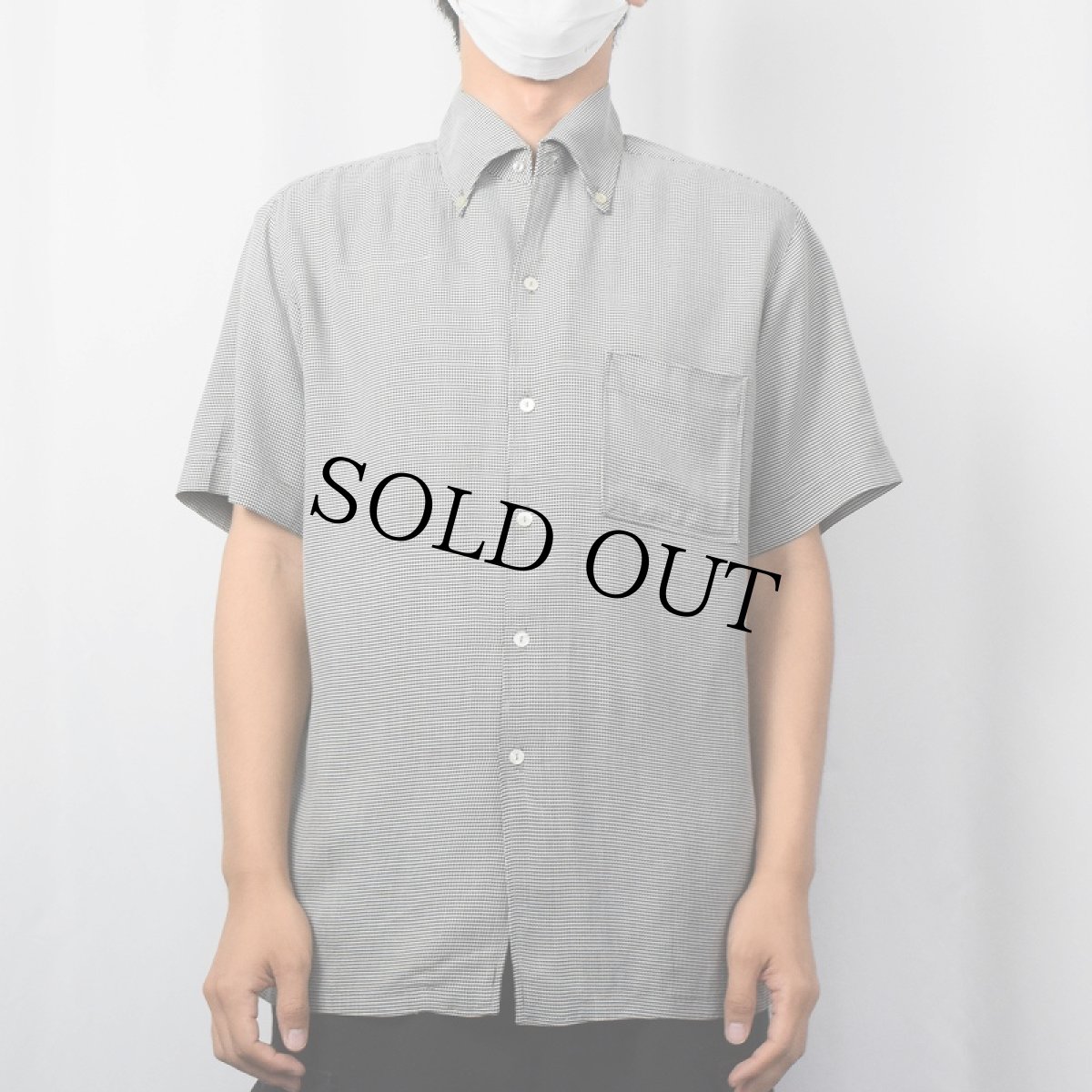 画像2: 60's Capri by BELANO 千鳥格子柄 ボタンダウンレーヨンシャツ M (2)