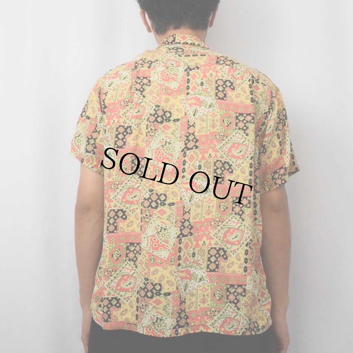 画像3: 50's HALLMARK 総柄 オープンカラーレーヨンシャツ M (3)