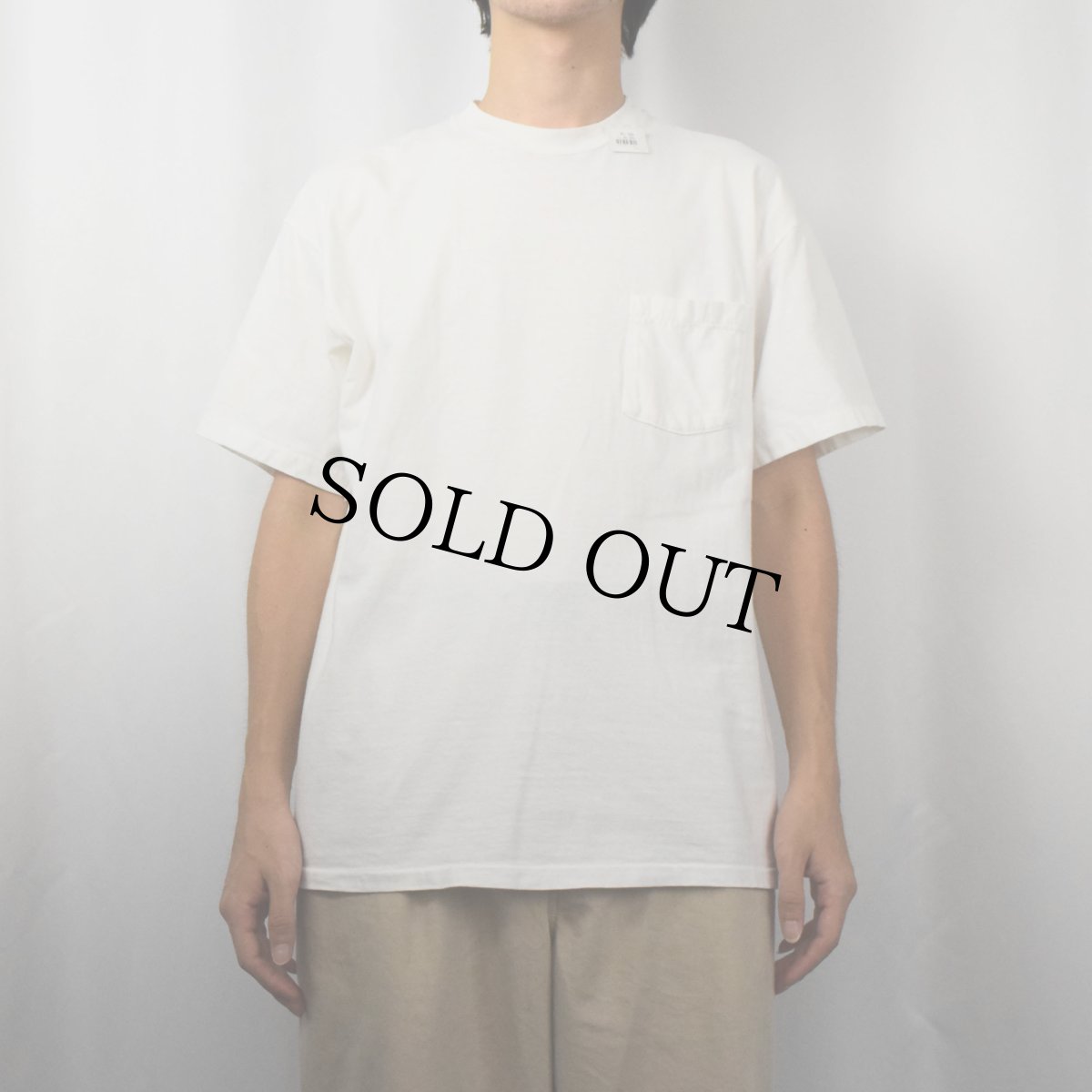 画像2: 90's Hanes 無地ポケットTシャツ L (2)