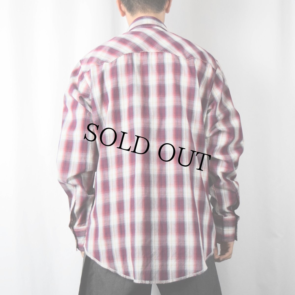 画像3: Wrangler オンブレーチェック柄×織り柄 ウエスタンシャツ L (3)