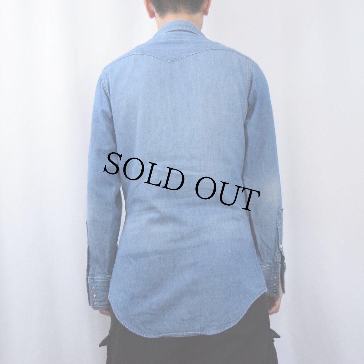 画像3: 70's Wrangler USA製 白タグ デニムウエスタンシャツ SIZE14 1/2-33 (3)