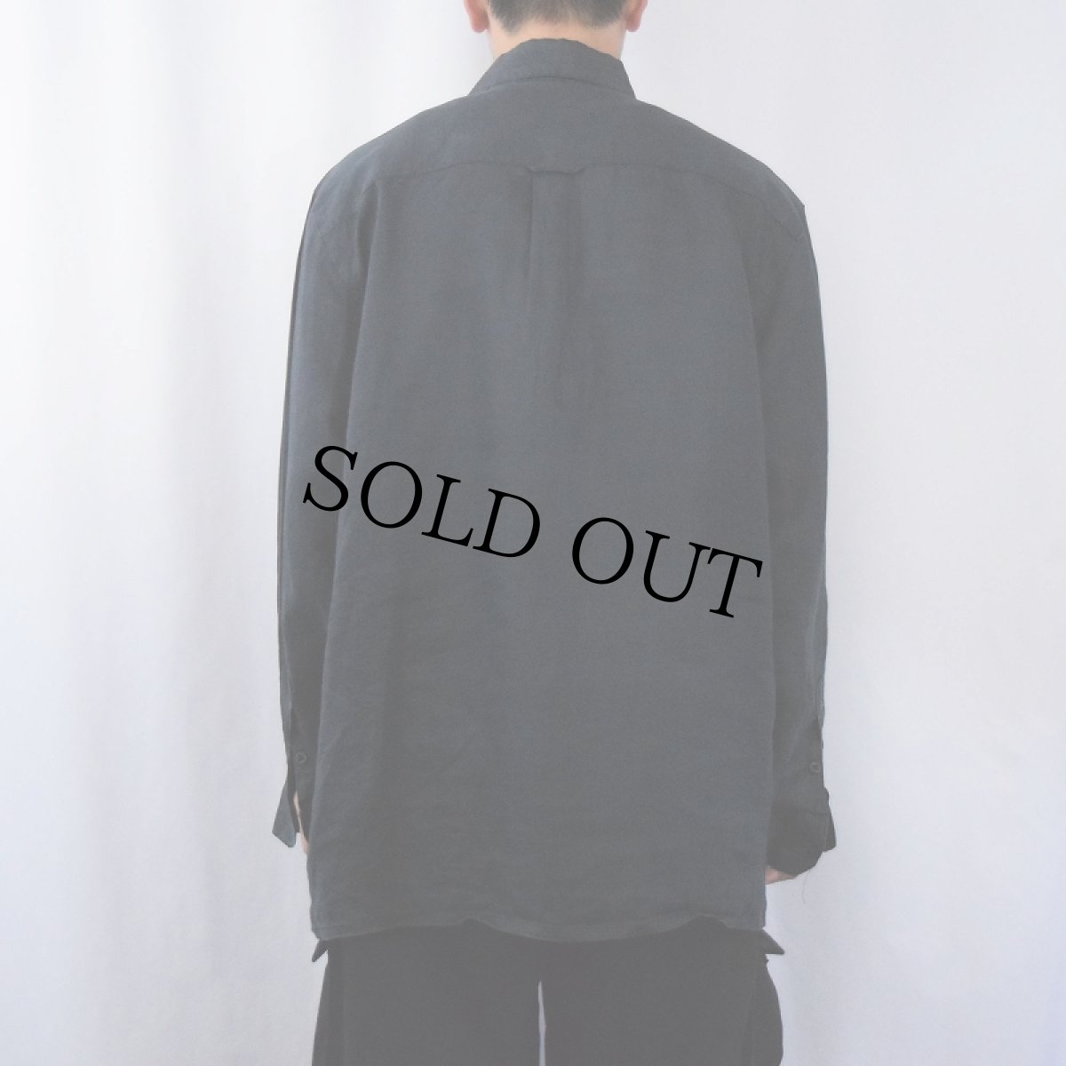 画像3: 【SALE】 VENEZZI 柄織り リネンシャツ BLACK L (3)