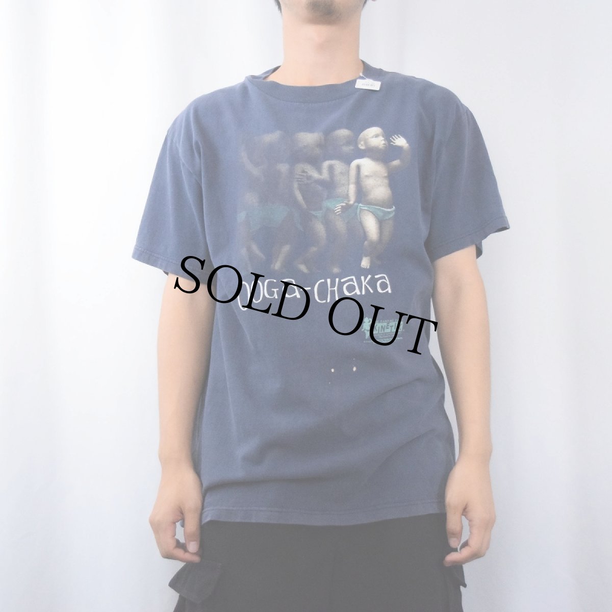 画像2: 90's THE DANCING BABY "OOGA-CHAKA" イラストプリントTシャツ NAVY L (2)