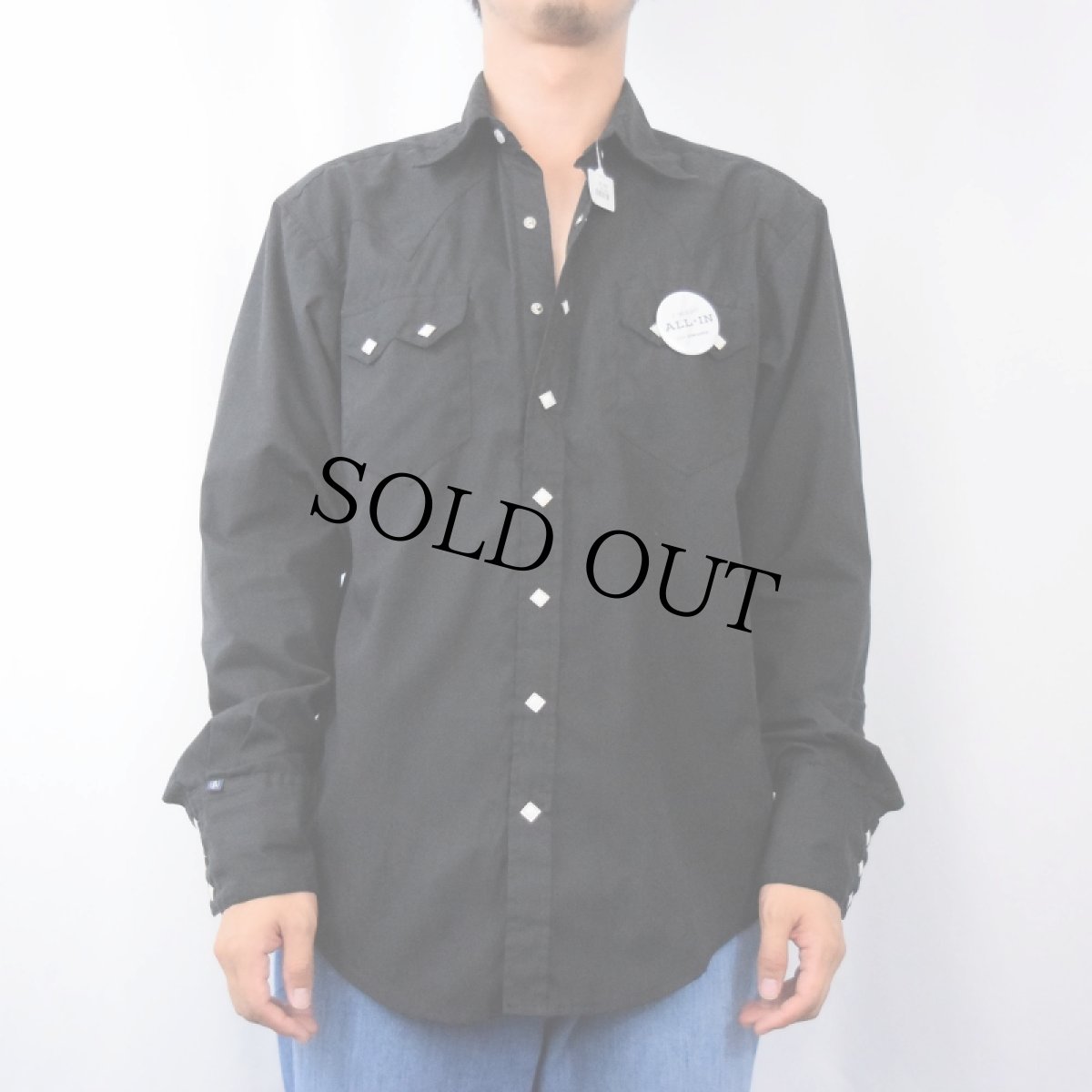 画像2: 80's Rockmount USA製 缶バッジ付き ポリコットン ウエスタンシャツ BLACK (2)