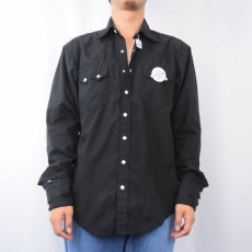 画像2: 80's Rockmount USA製 缶バッジ付き ポリコットン ウエスタンシャツ BLACK (2)
