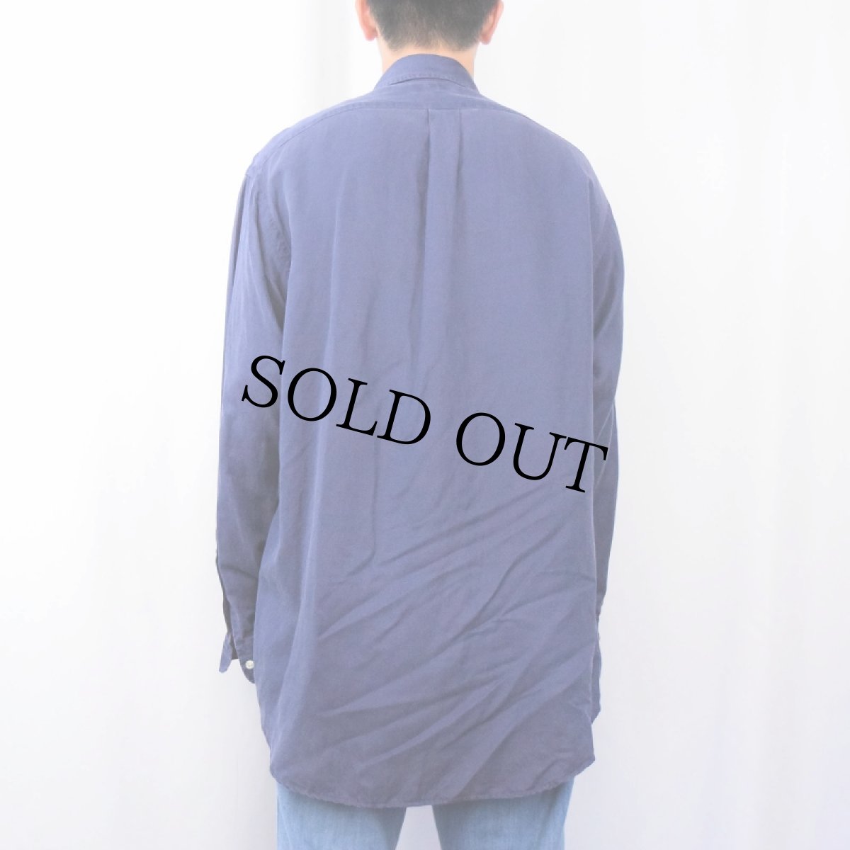 画像3: POLO Ralph Lauren "BLAKE" シルク×リネン ボタンダウンシャツ NAVY M (3)