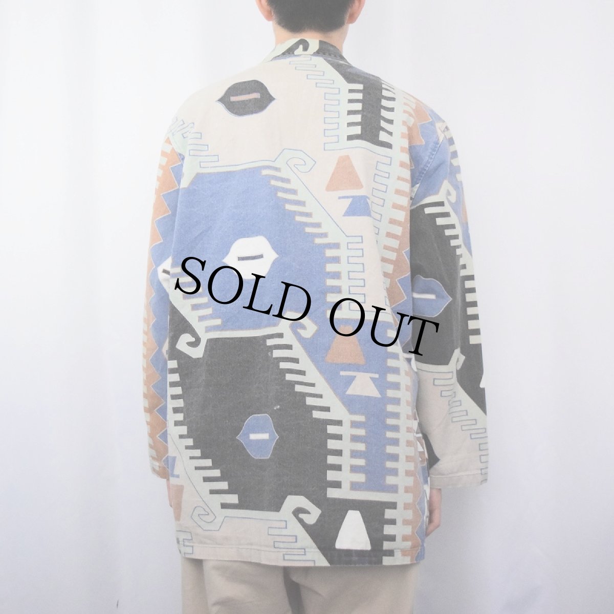 画像3: 90's CHICO'S D.E.S.I.G.N ネイティブ柄 コットンテーラードジャケット SIZE1 (3)