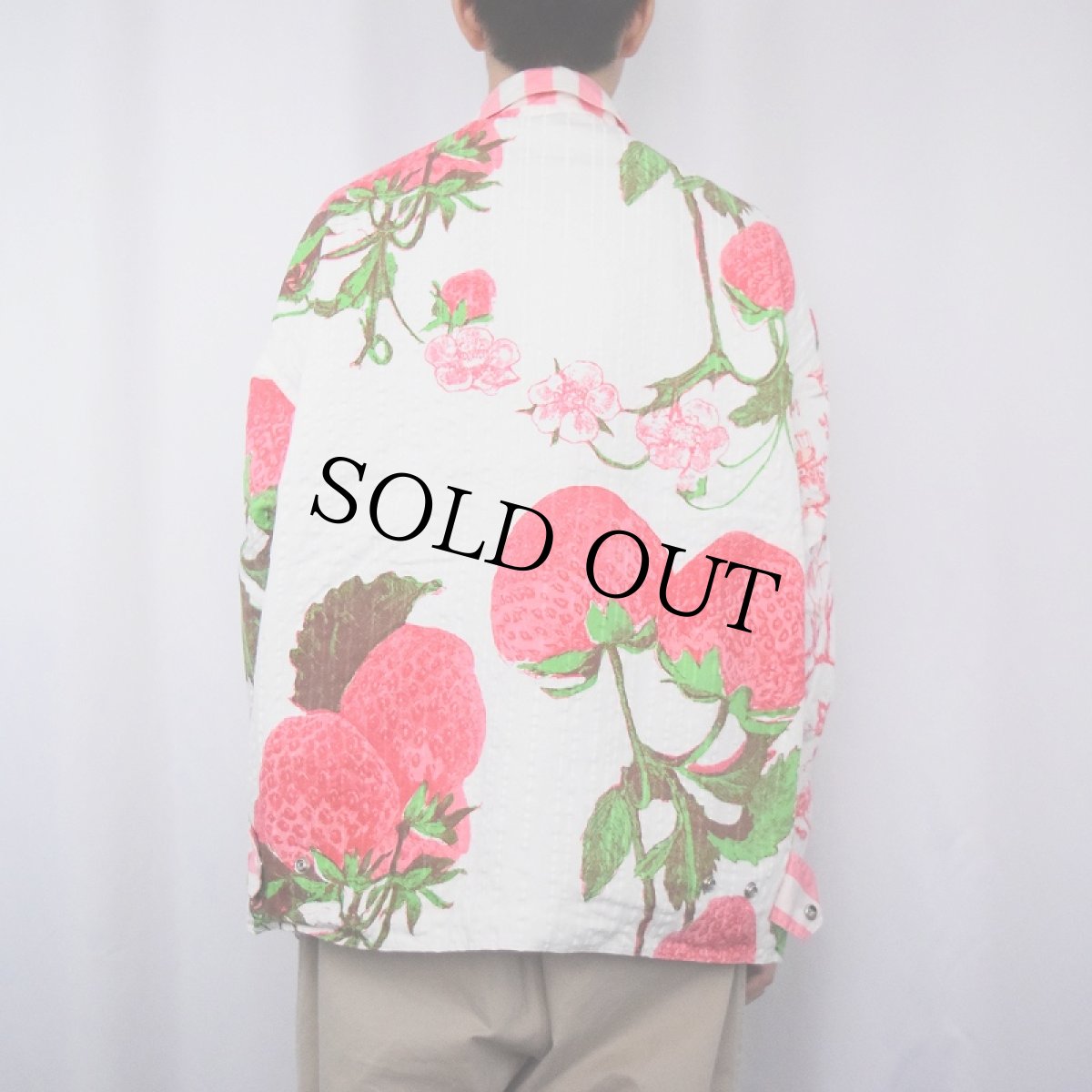 画像4: Tillett USA製 苺柄 コットンジャケット L (4)