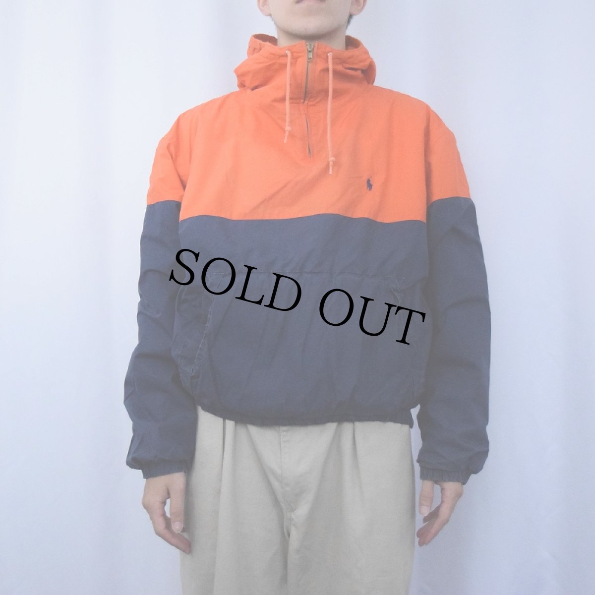 画像2: 90's POLO Ralph Lauren コットン ハーフジップパーカー M (2)