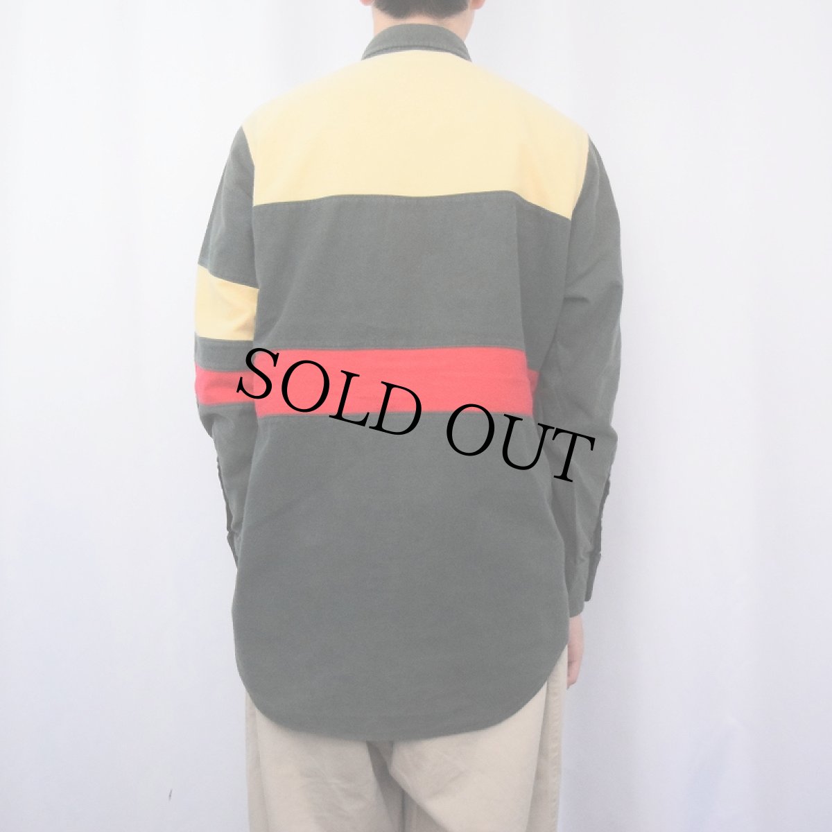 画像3: 90's POLO Ralph Lauren 切り替えデザイン ライトネルシャツ M (3)