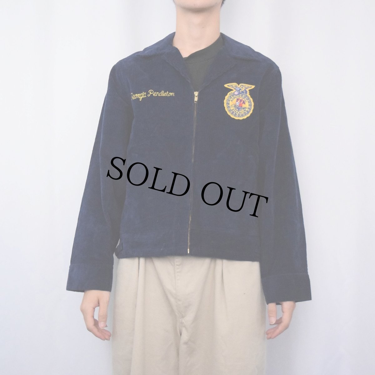 画像3: FFA "TEXAS TOMPKINS" ファーマーズコーデュロイジャケット NAVY SIZE36 (3)