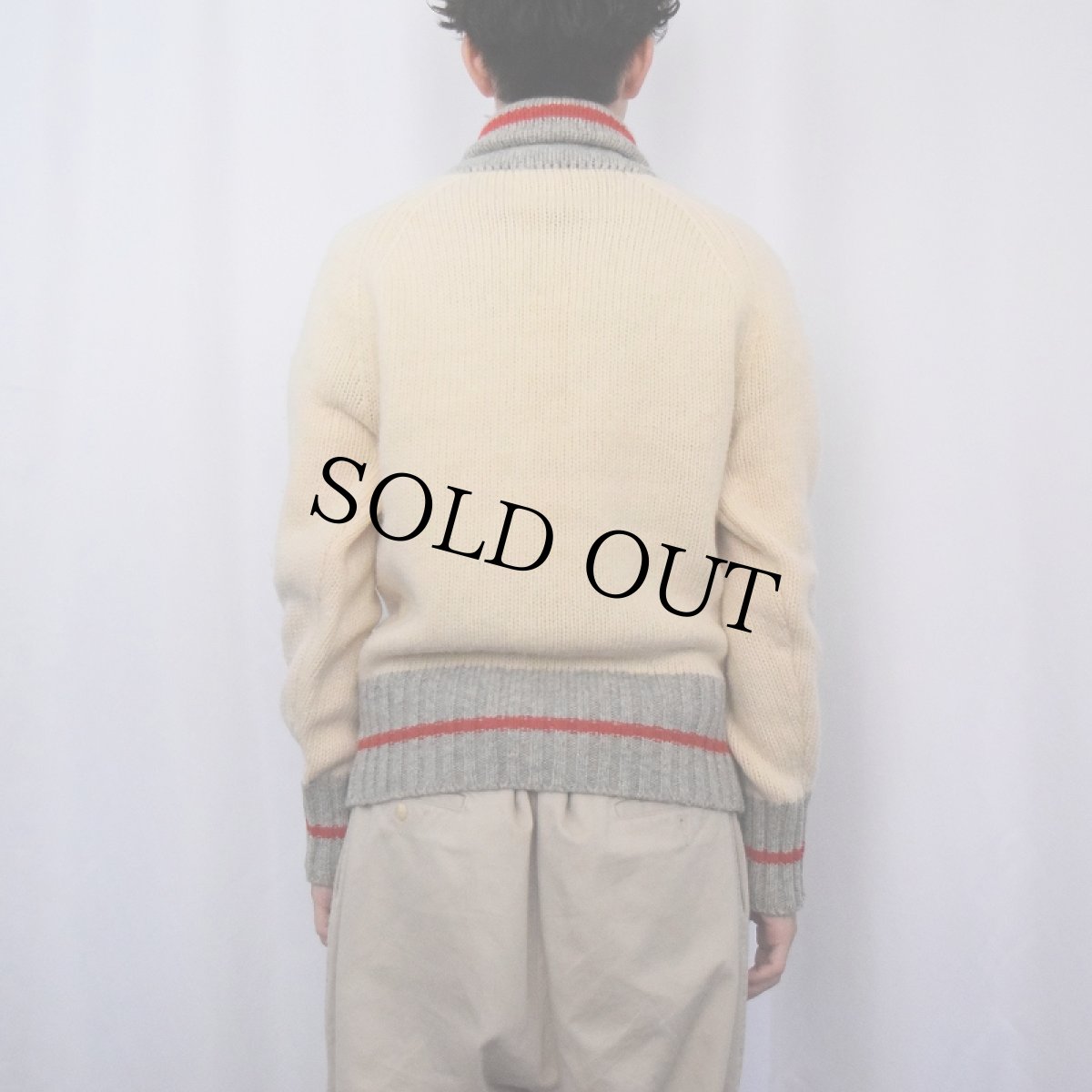 画像3: 90's POLO Ralph Lauren ショールカラー ウールニットセーター M (3)