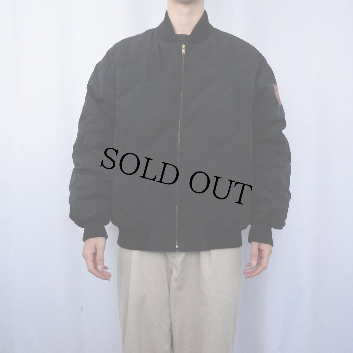 画像2: 80〜90's POLO COUNTRY Ralph Lauren レザーパッチ付き  キルティングダウンジャケット BLACK L (2)