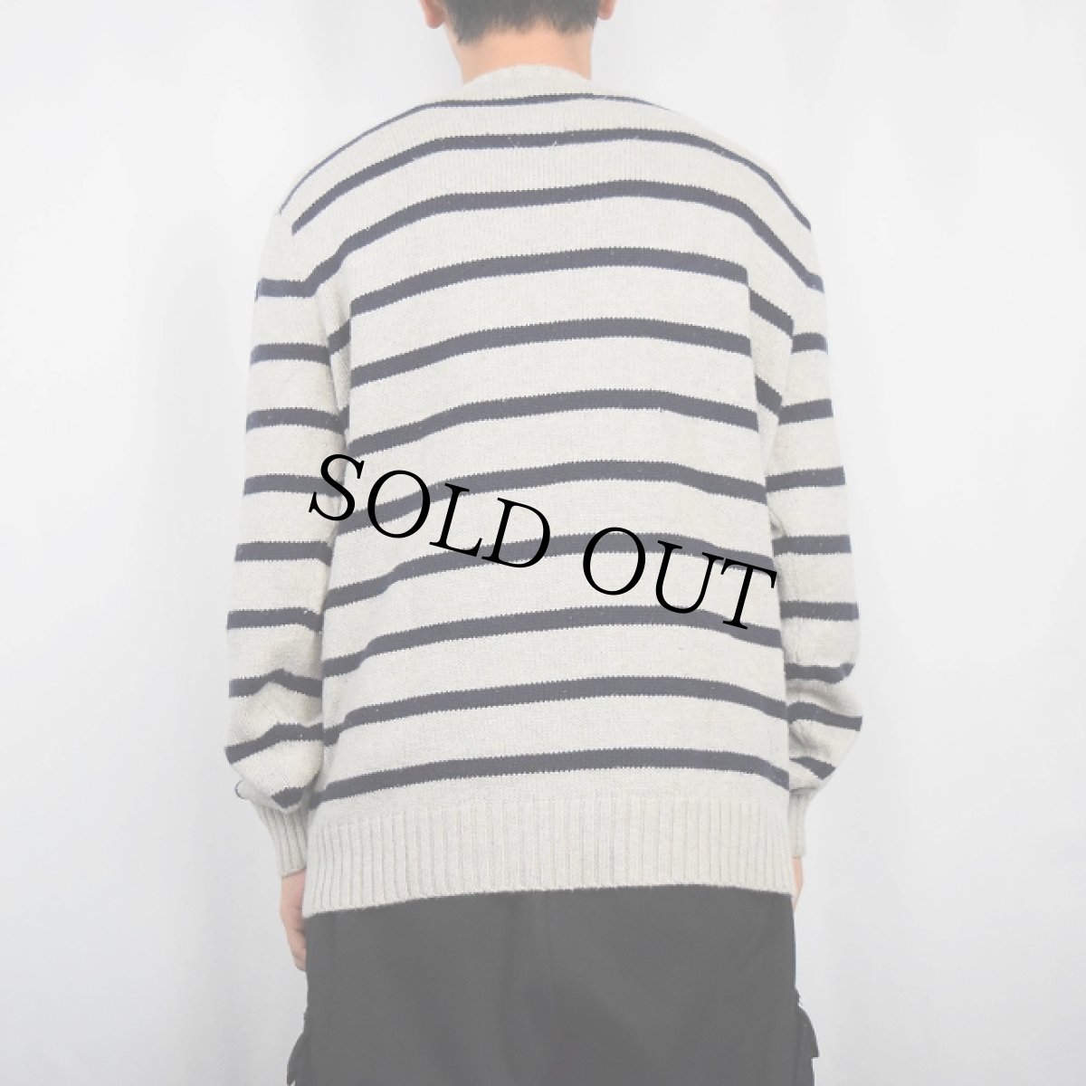 画像3: POLO Ralph Lauren ロゴ刺繍 ボーダー柄 コットンニットセーター XL (3)