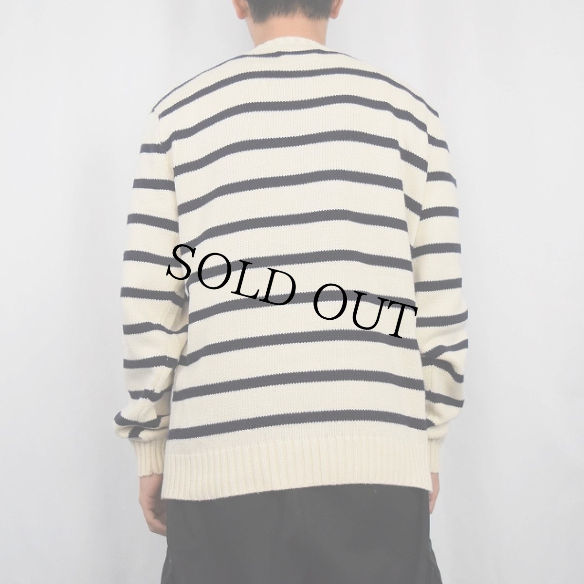 画像3: POLO Ralph Lauren ロゴ刺繍 ボーダー柄 コットンニットセーター L (3)