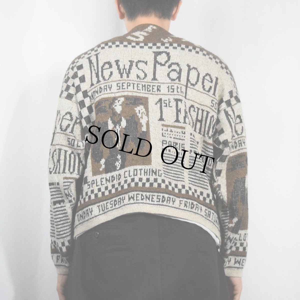 画像4: Donna pui ITALY製 "News Paper" アクリル×ウール ニュースペーパー柄織りニットセーター (4)
