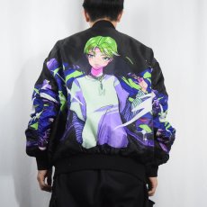 画像4: Billie Eilish ミュージシャンイラストプリントジャケット BLACK XS (4)