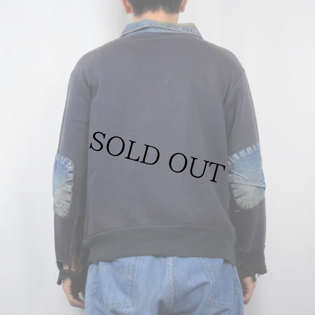 画像3: 60's RUBIN BROTHERS "BOSTON FD" デニム切り替え ハーフジップスウェット (3)