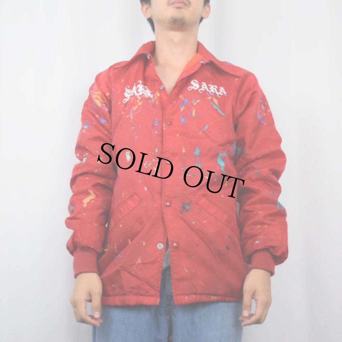 画像3: 70's Swingster "SARA SARA" 龍柄 ペンキペイント ナイロンジャケット S (3)