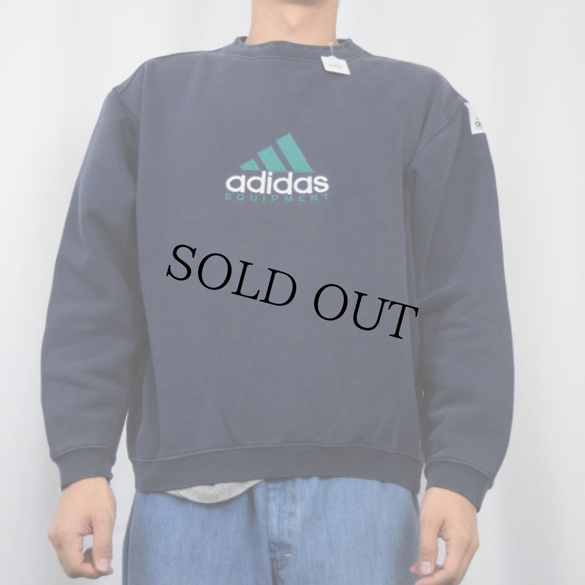 画像2: 90's adidas EQUIPMENT ロゴ刺繍スウェット NAVY S (2)
