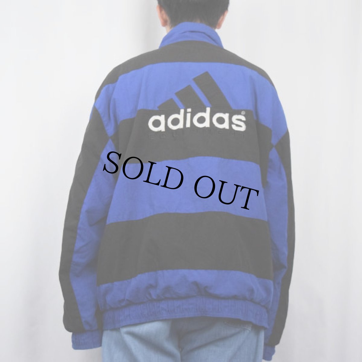 画像3: 90's adidas EQUIPMENT ボーダー切り替え ポリエステル×コットン ジップジャケット L (3)