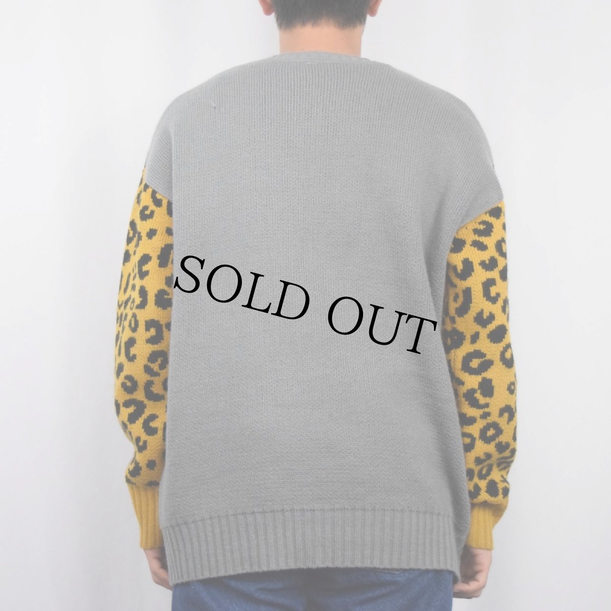 画像3: ヒョウ柄織りニットセーター M (3)