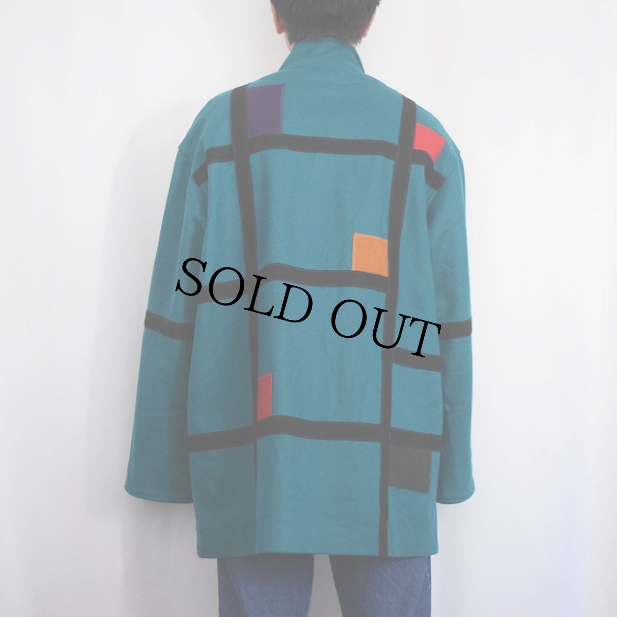 画像3: INTERNATIONAL SCENE モンドリアンパターン ウールコート SIZE13/14 (3)