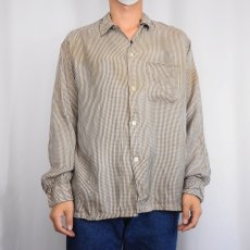 画像2: 50〜60's VAN HEUSEN ギンガムチェック柄 シルクレーヨンオープンカラーシャツ (2)