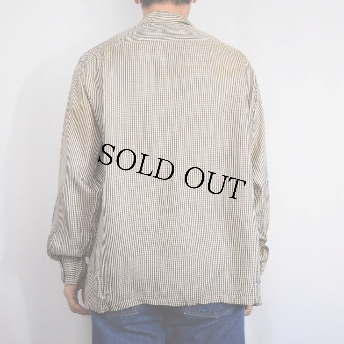 画像3: 50〜60's VAN HEUSEN ギンガムチェック柄 シルクレーヨンオープンカラーシャツ (3)