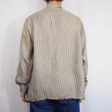 画像3: 50〜60's VAN HEUSEN ギンガムチェック柄 シルクレーヨンオープンカラーシャツ (3)