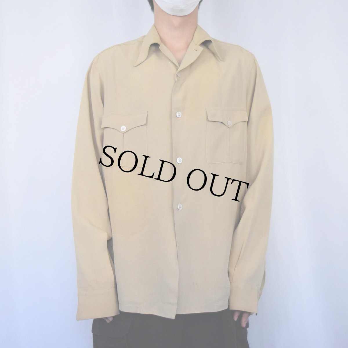 画像2: 40〜50's Gulf Stream SPORTS WEAR レーヨンオープンカラーシャツ M (2)