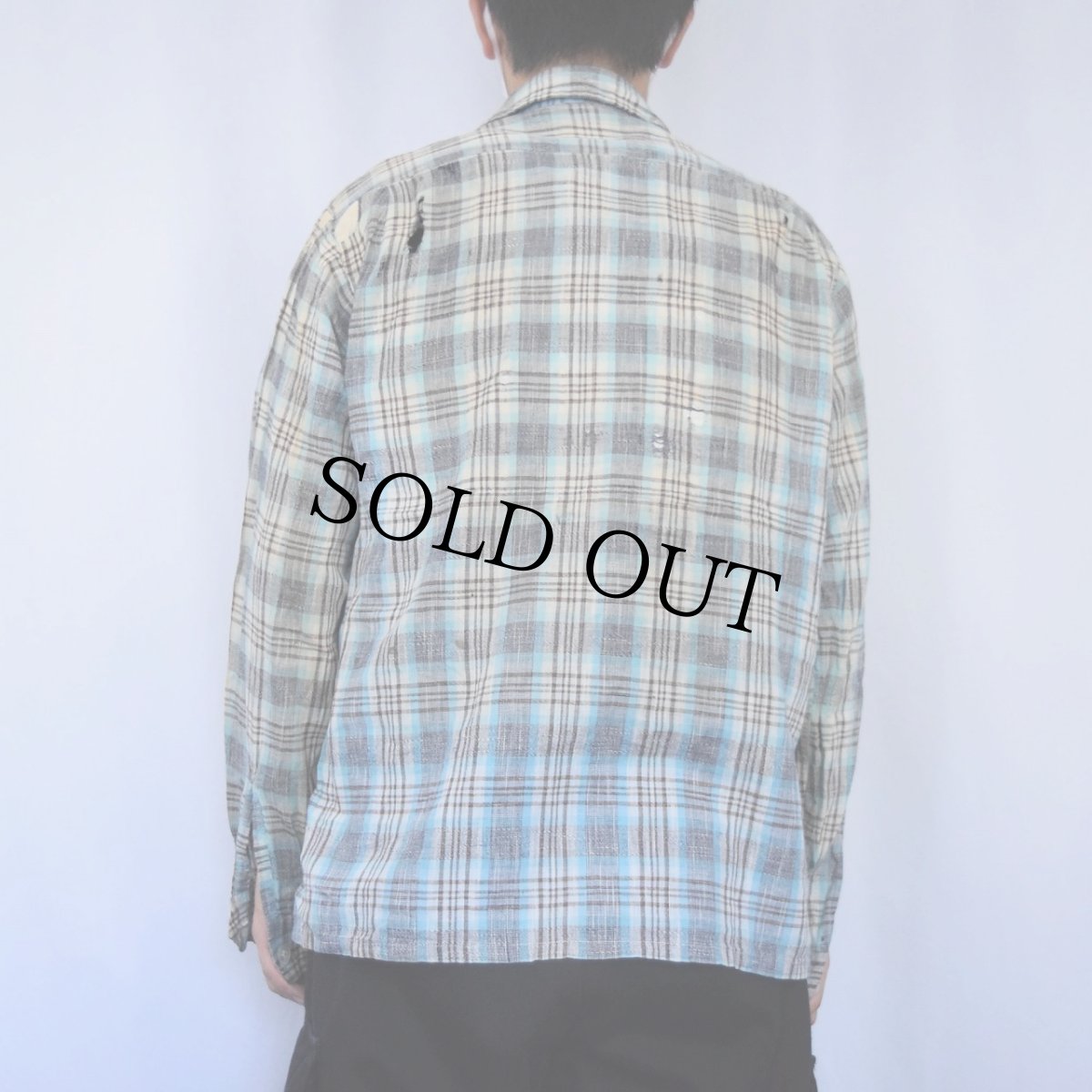 画像3: 50〜60's TULANE Sportswear チェック柄 コットンオープンカラーシャツ (3)