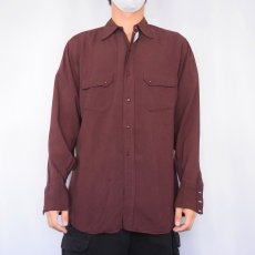 画像2: 40's PRIOR マチ付き レーヨン×ウールシャツ (2)