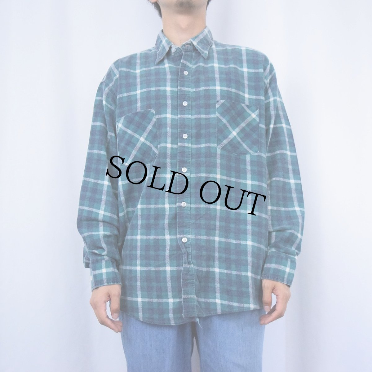 画像2: 80's〜 チェック柄 ライトネルシャツ (2)