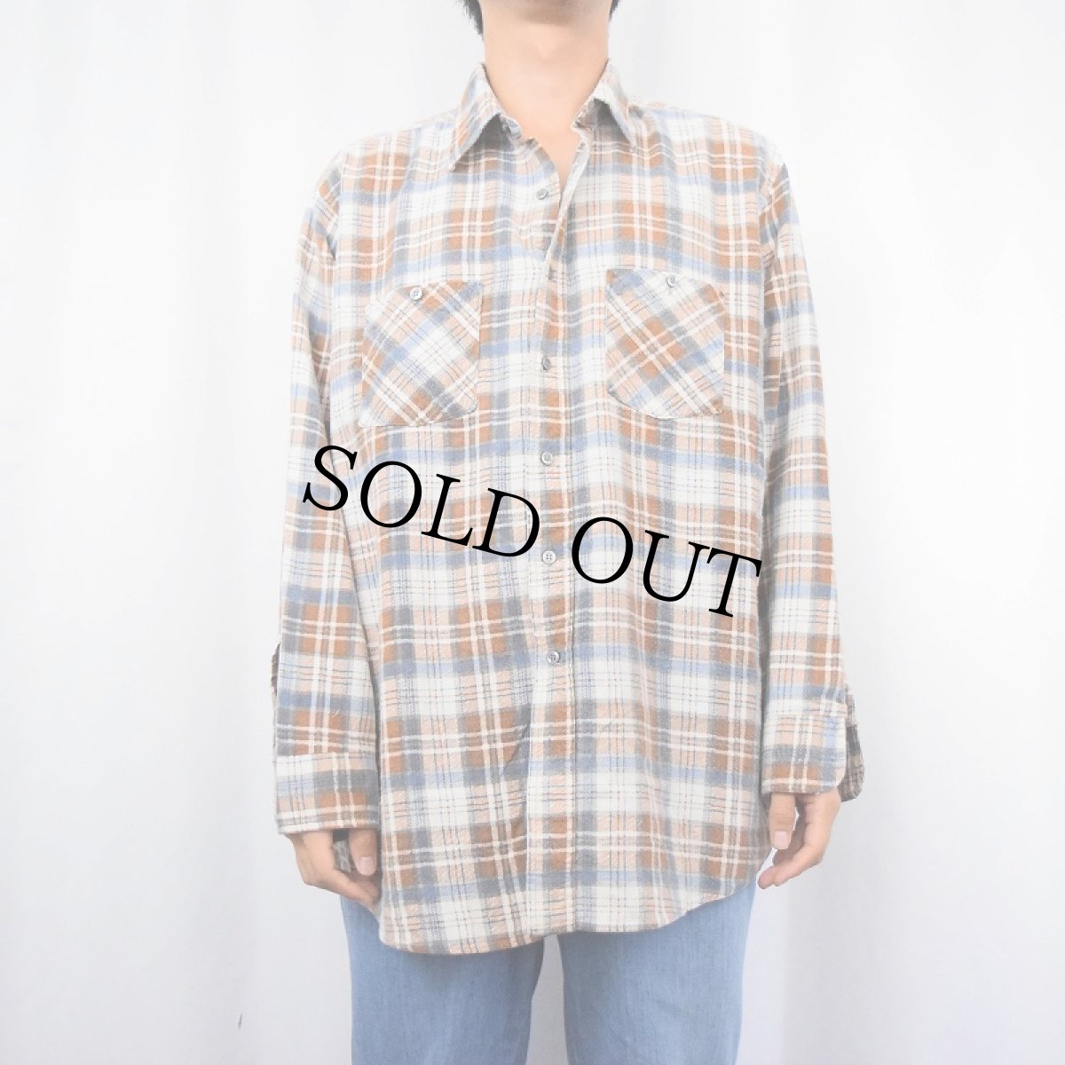 画像2: 80's AMERICAN EDITION USA製 チェック柄 プリントネルシャツ XXL (2)