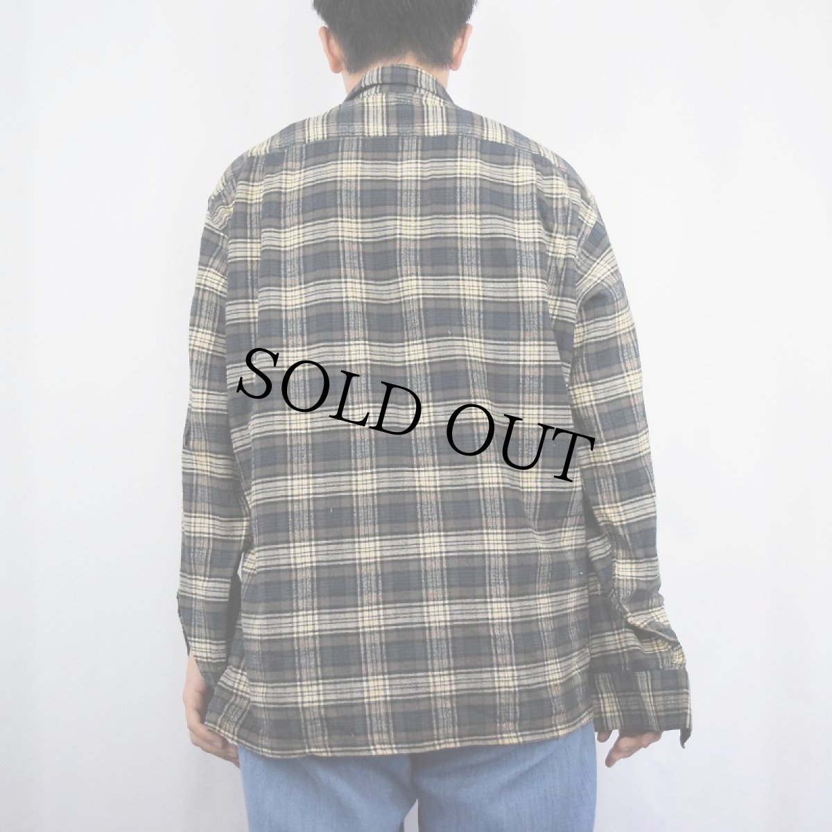 画像3: 60's Turinella チェック柄 オープンカラー ライトネルシャツ L (3)