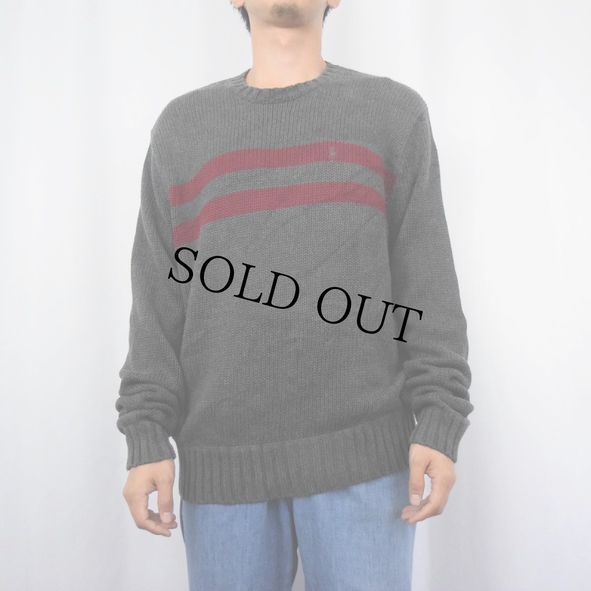 画像2: POLO Ralph Lauren ロゴ刺繍 コットンニットセーター L (2)