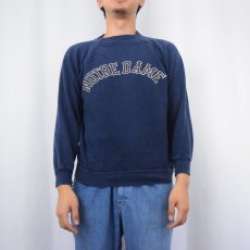 画像2: 70〜80's Champion USA製 バータグ "NOTRE DAME" プリントラグランスウェット NAVY L (2)