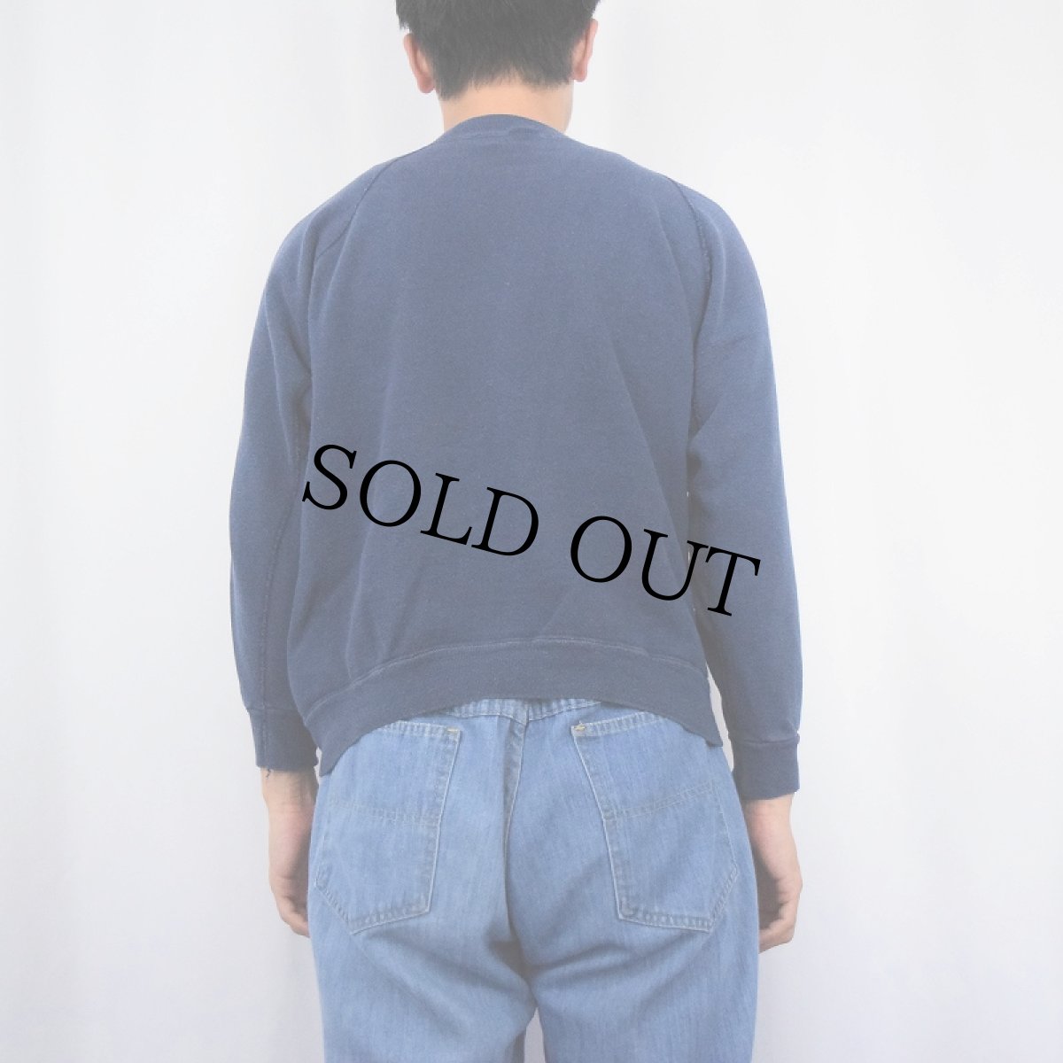 画像3: 70〜80's Champion USA製 バータグ "NOTRE DAME" プリントラグランスウェット NAVY L (3)