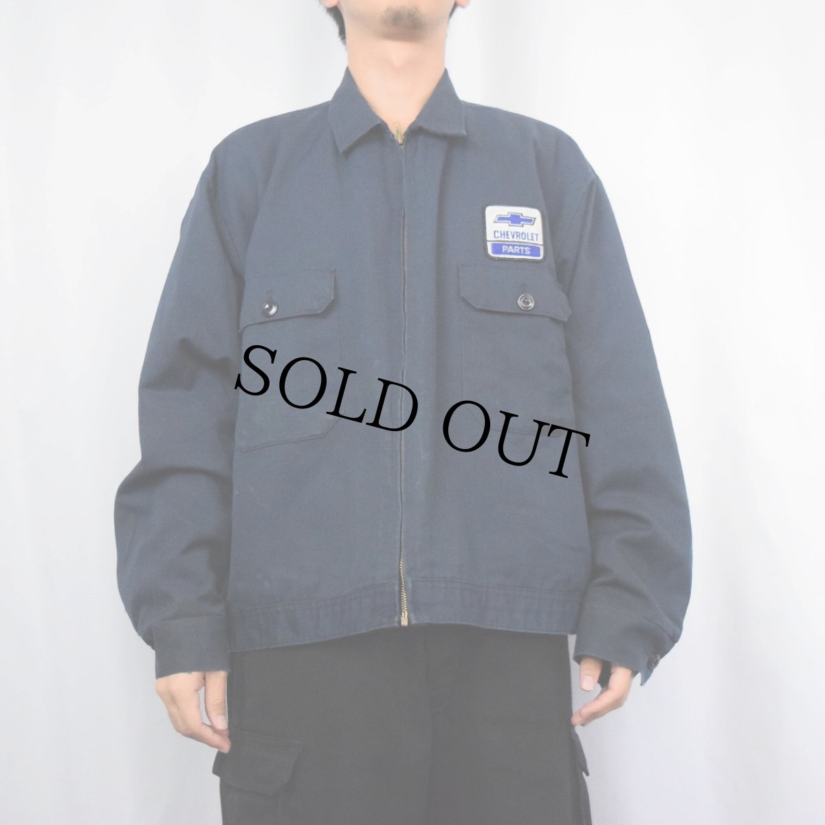 画像2: 60〜70's WORK WEAR CORPORATION "CHEVROLET" パッチカスタム キルティングライナー ワークジャケット NAVY L (2)