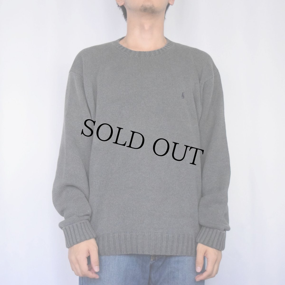 画像2: 90's POLO Ralph Lauren ロゴ刺繍 コットンニットセーター M (2)