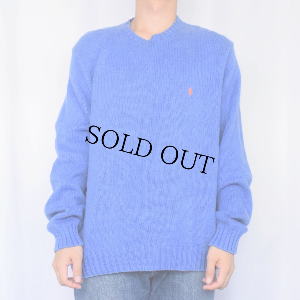 画像2: 90's POLO Ralph Lauren ロゴ刺繍 コットンニットセーター L (2)