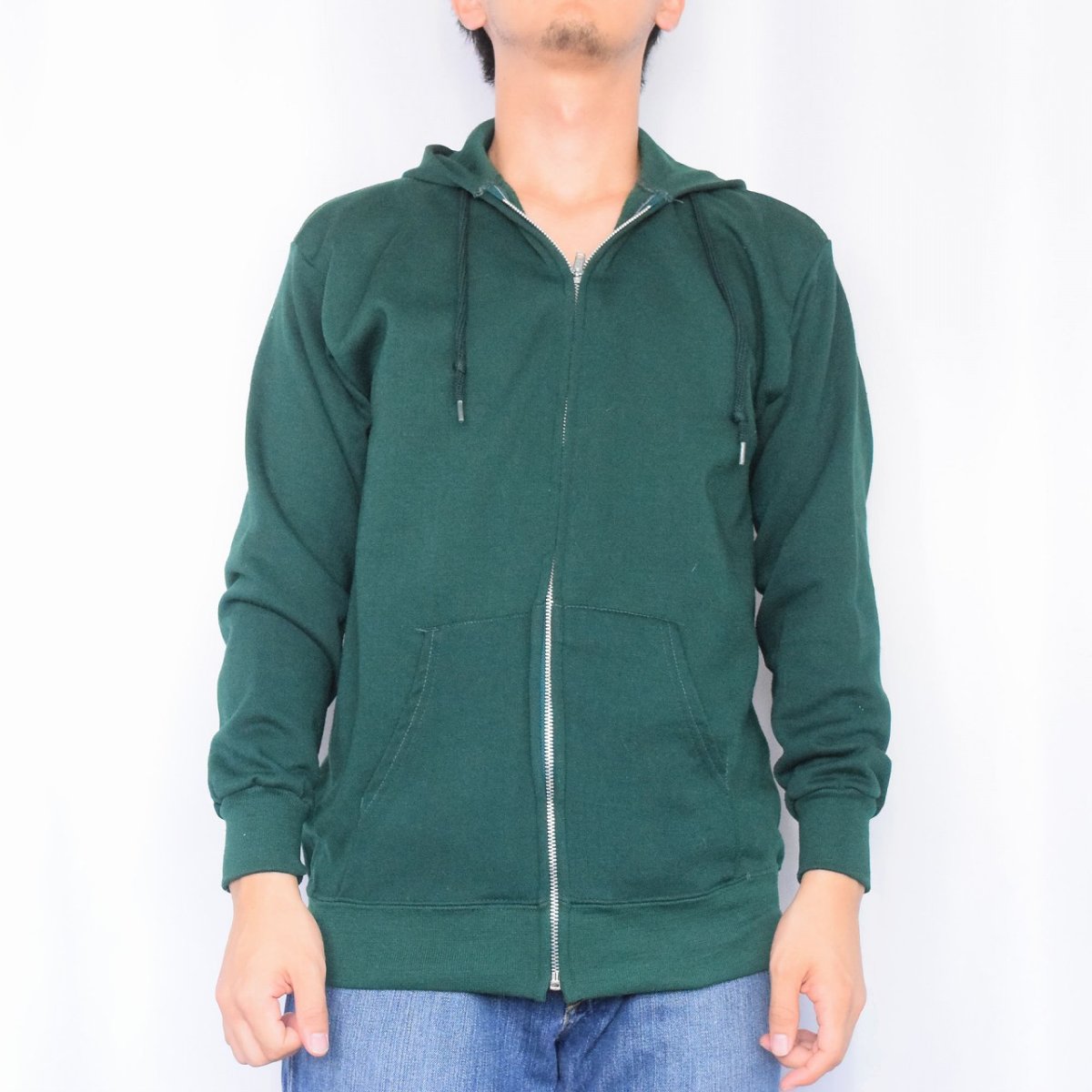 画像2: 80's〜 無地 スウェットジップパーカー (2)